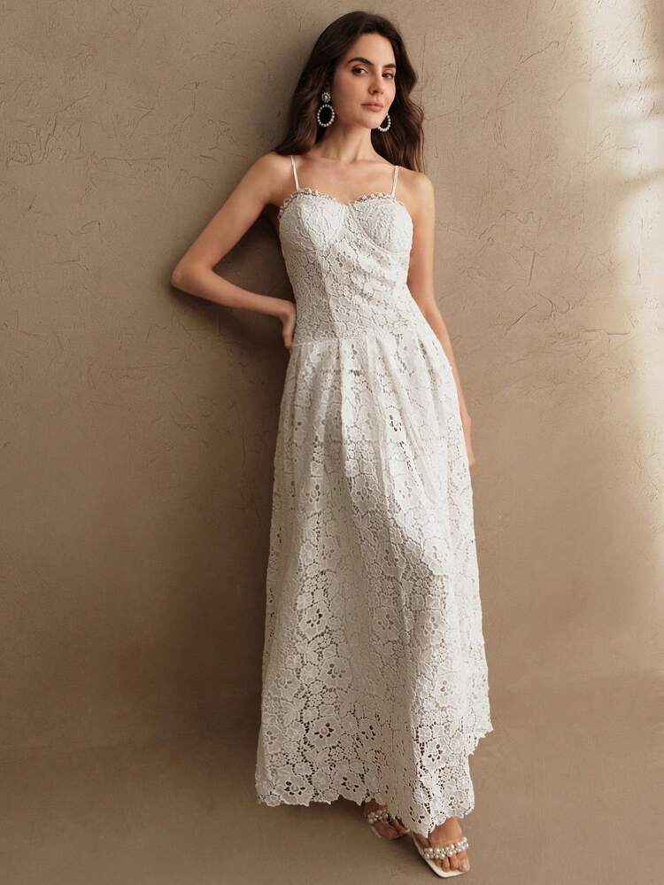 Elegant Perforated Textured Sleeveless Dress, Summer