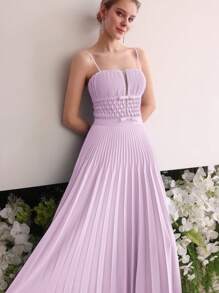 MOTF Soiréza PLEATED FLOWY CAMI COCKTAIL DRESS - Purple - View 6