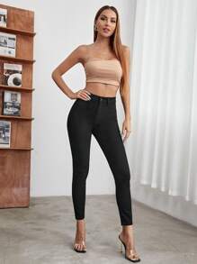 SHEIN Essnce Knöpfe  Einfarbig Jeans