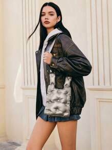 SHECARRY Women's Quilted Padded Dot Strap Non-Adjustable Fashionable Shoulder Bag, Mini Bag For Shoulder Use