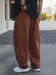 Manfinity Hypemode Herren lässige, weite Hose mit Taschen und Kordelzug an der Taille, im Streetstyle - Braun - Übersicht 2