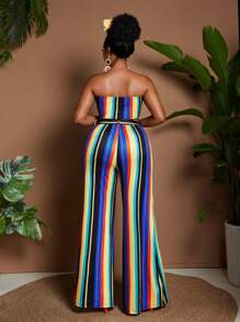 Maweii 2pcs/Set Plus Size Colorful 2025 New Arrival Slimming & Height-Increasing High Waist Outfit - Multicolor - View 2