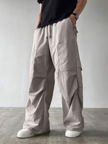 Manfinity Streetrush Pantalones cargo casuales sólidos y holgados para hombre