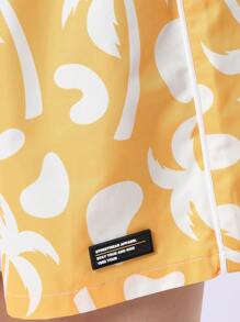 SUMWON Palm Tree Paradise Summer Swim Shorts Vacation Beach Pool Board Athletic California Style Elastic Band Mid Rise Surf Shorts