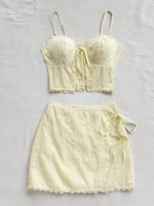 Soleia Women Two Pieces Outfits For Daily Wear,Party - Mustard Yellow - View 5