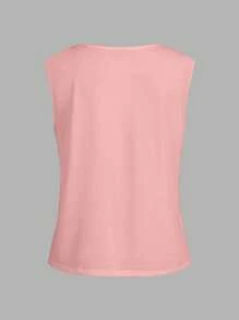 SHEIN LUNE Áo không tay cổ chữ V CHERRY họa tiết trái cây, kiểu dáng thường ngày phù hợp cho mùa hè. - Màu Hồng baby - Xem 2