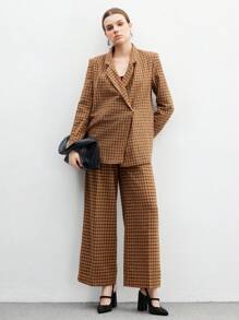 CUCCOO BIZCHIC 基本款简约黑色绒面革粗跟尖头系带时尚女鞋 - 黑色 - 查看 5