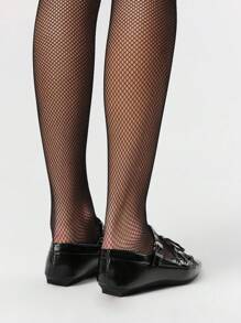 ROMWE Women's Dark Punk Goth Mary Jane Shoes, Closed Toe, Pointed Toe, Sexy Crisscross Strap, Formal Work Flat Shoes, Halloween - Black - View 4