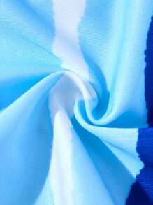 Paul Frank X SHEIN Áo thun tay ngắn họa tiết khỉ cho bé trai và quần bơi cạp chun - Màu xanh lam - Xem 3