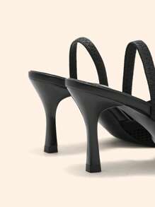 CUCCOO BASICS 尖头高跟蝴蝶结露背细高跟鞋，时尚百搭，适合派对场合 - 黑色 - 查看 10