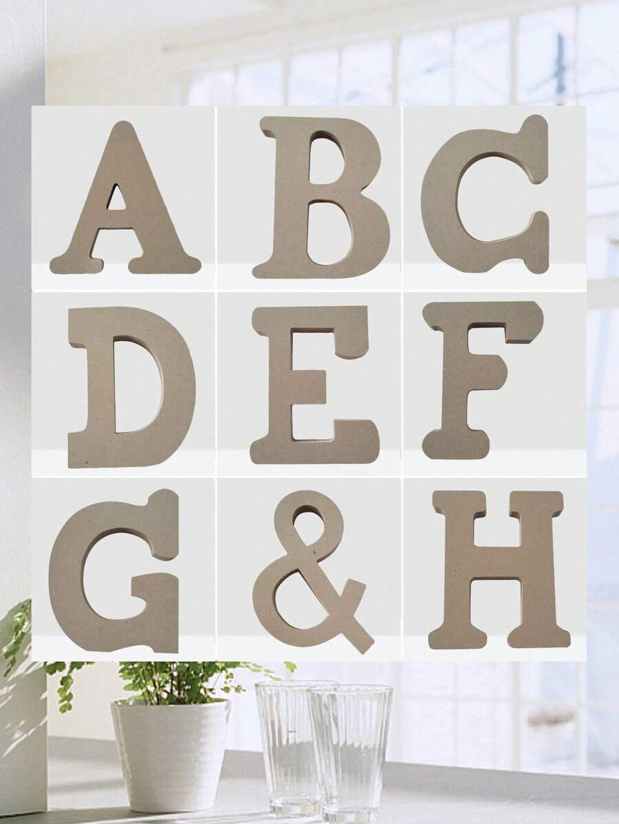 6 Inch Designable Wood Letters Unfinished Wood Letters For Wall Decor Decorative Standing Letters Slices Sign Board Decoration For Craft Home Party Projects Best Gifts Birthday - Multicolor - View 1