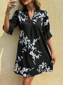 SHEIN Clasi 女士中袖花卉印花情人节春夏连衣裙，情人节服装