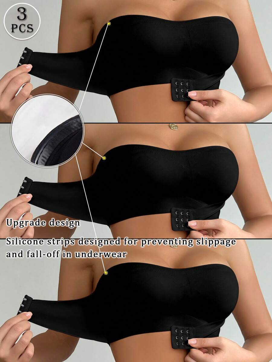 Snug Zone 3件套女士前扣式无钢圈文胸 - 黑色 - 查看 1