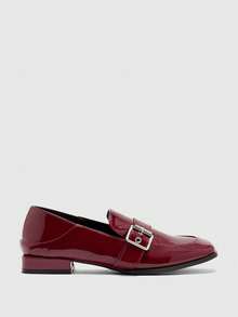 CUCCOO BIZCHIC Women's Adjustable Buckle Design Retro Chunky Heel Shoes - Burgundy - View 2