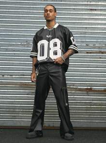 AXEPEAK Fashionable Wide-Leg Long Pants For Men, Fall - Black - View 6