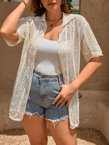 SHEIN Privé New Spring Plus Size Casual Loose Fashion Elegant Women Knitted Cardigan