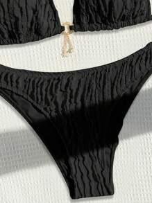 SHEIN Swim 女士泳装套装、沙滩装和夏季服装 - 黑色 - 查看 4