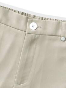 Manfinity Homme Men's Solid Color Casual Straight Pocket Shorts - Beige - View 4