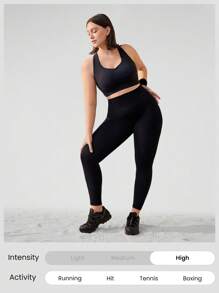 GLOWMODE 24" Plus Size Seamless Ready Set Go Tummy Control Scrunch Butt High-Waist Leggings Medium Impact Running Jogging Training Gym Workout