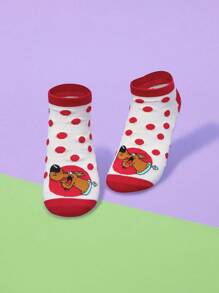 SCOOBY-DOO X SHEIN 1 par de meias femininas fofas com estampa de bolinhas e cachorro de desenho animado