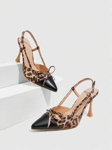 CUCCOO SZL Pointed Toe High Heel Sandals, Fashionable Silver Rhinestone Versatile Heeled Sandals - Black - View 3