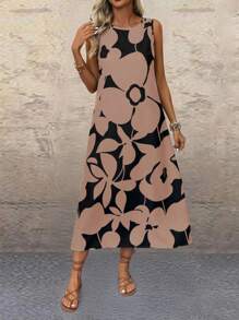 SHEIN LUNE Đầm Maxi Không Tay In Hình Dáng Rộng Cho Nữ - Nhiều màu - Xem 3