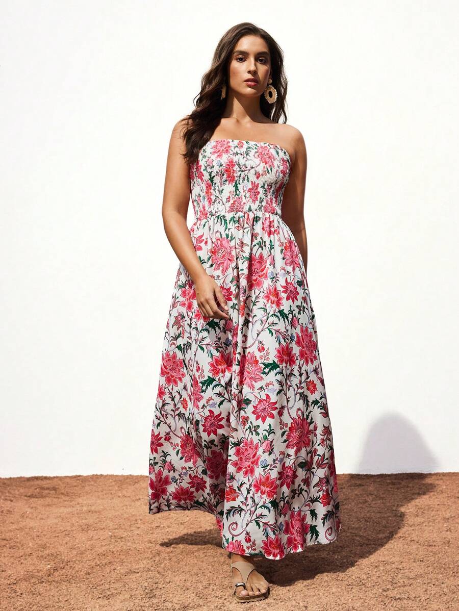 Maija Váy hở vai in hoa cỡ lớn, đi nghỉ thường ngày - Nhiều màu - Xem 1