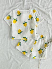 Vintaside Kids 2-delige set met schattige watermeloenprint, T-shirt met korte mouwen en shorts voor babyjongens, casual