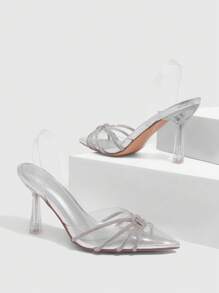 CUCCOO SZL 女士时尚性感透明TPU材质婚礼高跟鞋 - 銀色 - 查看 9