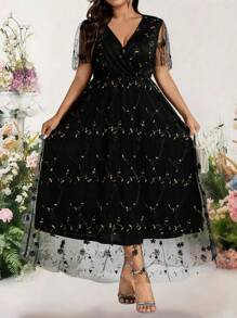 Bellastra Women's Wedding Reception Light Lace-Trimmed Cocktail Dress - Black - View 4