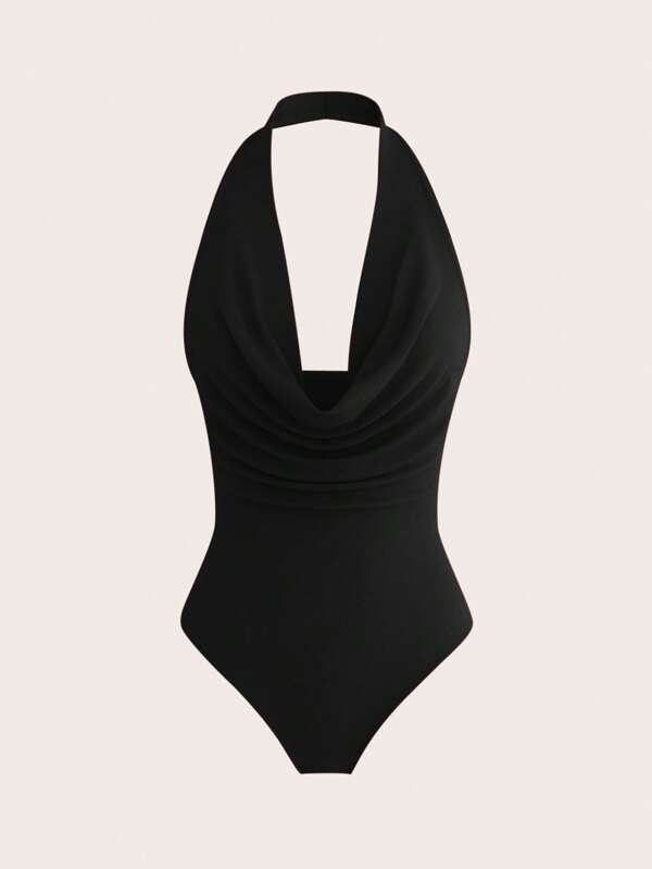 Sweetina Traje de Body de unicolor sin mangas y con espalda descubierta para vacaciones de primavera, traje de Body minimalista de moda casual para uso diario