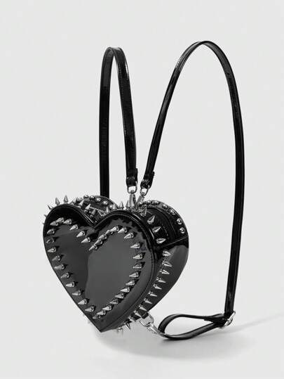 ROMWE Grunge Punk Cute Punk Street Preppy Y2K Style Rivet Backpack For Women, School Backpack