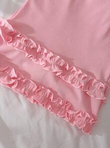 Cute & Comfy Layering Camisole With Ruffle Trim And Halter Neck, Pink For Teen Girls - Pink - View 5