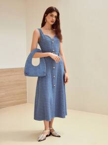 MOTF STUDIO 系腰带拉链牛仔连衣裙