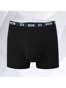 SHEIN 4pcs/Pack Men's Comfortable Letter Printed Elastic Waistband Boxer Briefs - Multicolor - View 3