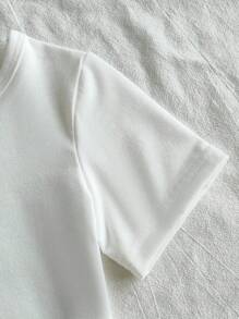 Vintaside Kids Conjunto casual de niño bebé con camiseta de manga corta de cuello redondo y unicolor, y pantalón corto a rayas - Azul - Ver 5