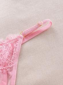 SHEIN 3pcs/Set Women Low Waist Lace G-String, Assorted Heart Pattern - Pink - View 7