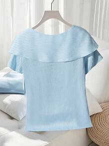 GlowEve Women's Solid Color Twist Knot Button Decor Short Sleeve Fashionable T-Shirt, Summer
