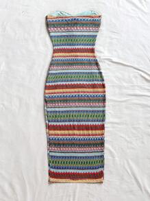 Soleia Women's Striped Pleated Front Tie Dress Beach Vacation Outfits Spring Summer Outfits For Women - Multicolor - View 2