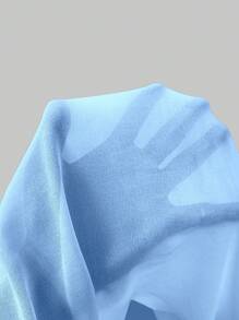 DreamSkyne Áo ba lỗ dây mảnh xẻ chéo lưng hai lớp vải chiffon trơn màu cỡ lớn - Màu xanh lam - Xem 3