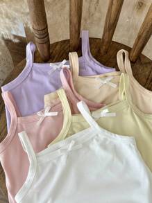 SHEIN Vintaside Kids Baby Girl Summer Camisole Top Five Sets, Covering Beige White, Light Yellow, Light Purple, Light Pink, Light Orange And Other Soft Colors - Multicolor - View 8