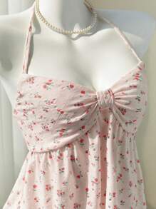 Elamini Ditsy Floral 镂空 V 领露背荷叶边吊带背心 - 彩色 - 查看 5