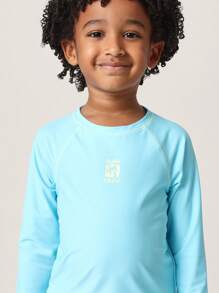 SUMWON 夏季沙滩泳池游泳套装两件套防晒衣条纹泳裤防紫外线儿童运动泳衣度假水上运动度假装海滩必备品