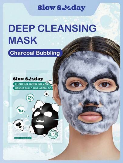 Slow Sunday Charcoal Bubbling Mask, Moisturizing Charcoal Bubbling Mask 1pc, Removes Excess Oil And Dirt, Unclogs Pores, Looking Radiant And Clean, Oil Control, Deeply Cleansing, Korean Mask, K Beauty, For Valentine's Day, Valentines Gift, Valentines Day Gift, Ideal For Party