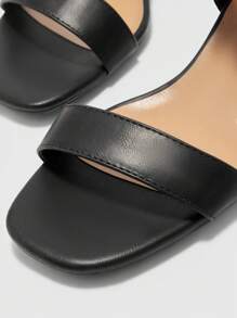 CUCCOO BIZCHIC Sandalias de tacón alto elegantes, versátiles y de diseño sencillo con puntera redonda y color uniforme para mujer - Negro - Ver 7