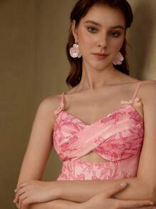 MOTF PREMIUM VESTIDO CAMISOLA CON ESTAMPADO INTEGRAL Y RECORTES - Rosa - Ver 7