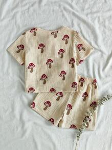 Vintaside Kids 2件套可爱西瓜印花男童休闲短袖T恤和短裤套装