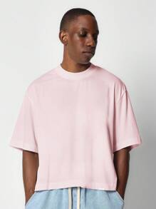 SUMWON Essential Crop Tee Heavyweight Cotton Relaxed Fit Streetwear Basic Tshirt Minimalist Oversized Modern Athleisure Summer Lounge Athletic
