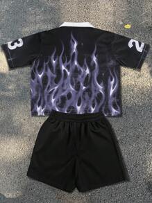 Manfinity EMRG Bộ 2 món/Bộ đồ sơ mi nam, áo tay ngắn và quần short nam Bộ đồ hai mảnh - Nhiều màu - Xem 2