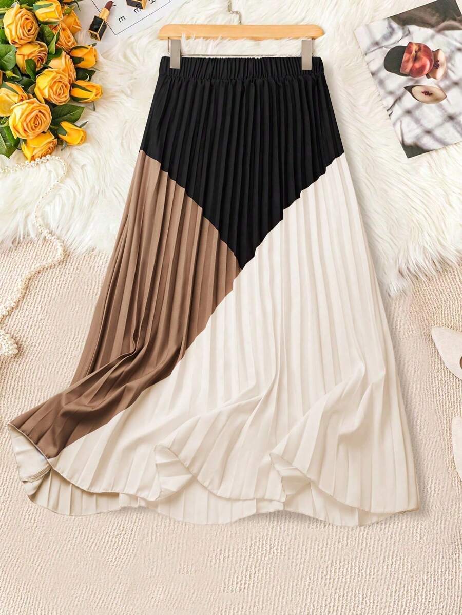 Franclia Folded Pleated Skirt, Simple Fashion, Casual, Suitable For Daily Wear Fall Cloth For Women - Multicolor - View 1